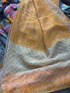 Beautiful Orange Floral Saree