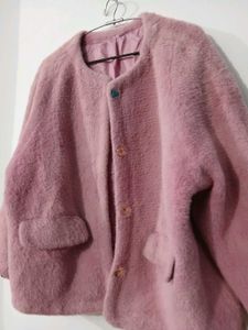 Pink Fuzzy Cropped Jacket