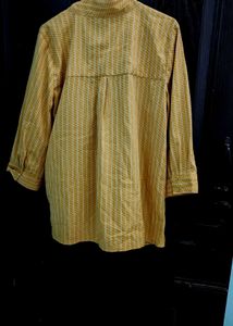 Stylish Yellow Striped Bow Blouse
