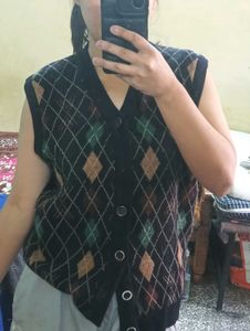 Argyle Knit Vest Sweater