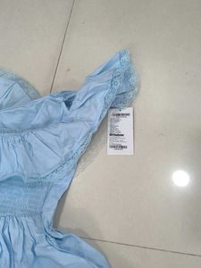 Light Blue Ruffled Off-Shoulder Dress