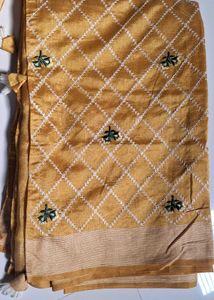 Elegant Gold Embroidered Saree