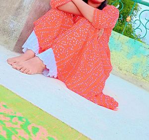 Orange Bandhani kurthi