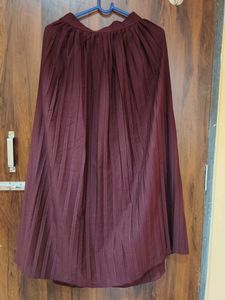 Maroon Pleated Ethnic Skirt