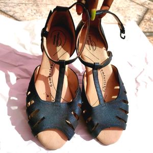 Navy Blue Glitter Flats
