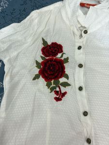 Elegant White Embroidered Kurti