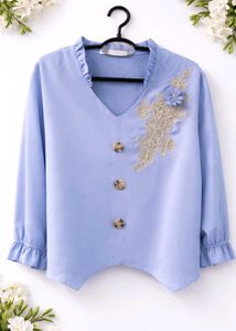 Elegant Sky Blue Embroidered top /seize M / stylis