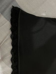 Chic Black Lace Trimmed V-Neck Top