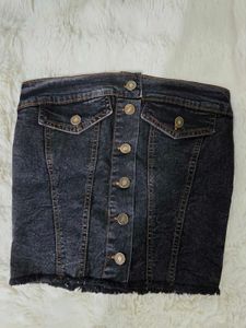 Black Denim mini croptop
