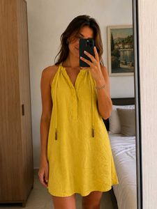 Mustard Yellow Halter Neck Dress