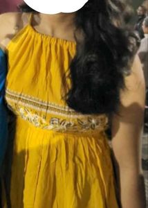 Yellow halter neck short kurti