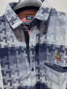 Men's Blue Checkered Full Sleeve Shirt 40inch
