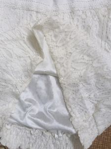Pearl White Net Top With Smoth Sarton Linen