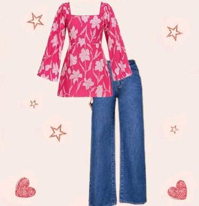 Chic Floral Print Square Neck Top