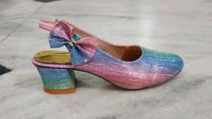 Sparkly Rainbow Bow Slingback Heels
