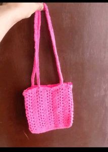 Handmade Knitted Pink Bag