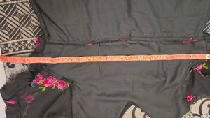 Black georgette short top with embroidery