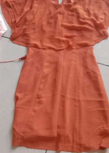 White Kurta with Red Embroidery and orange kurti