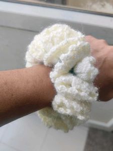 Cream Fuzzy Scrunchie