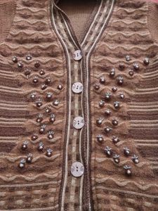Brown Embellished Cardigan