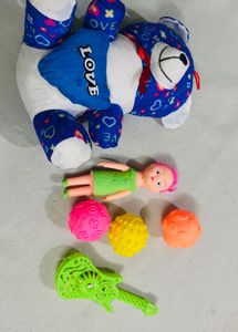 Cute Teddy Bear, Doll & Toy Set