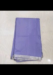 Elegant Lavender Saree with Silver Border