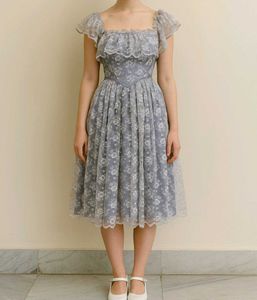 Lace Overlay Midi Dress