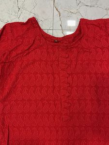 Vibrant Red Chikankari Kurta