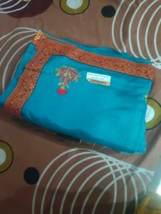Elegant Blue Embroidered Saree with Blouse