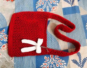 Handmade Crochet Red Bag 👜