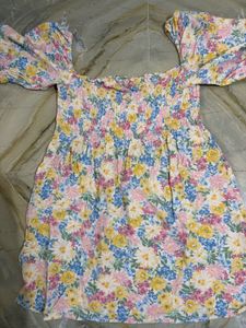 Floral Smocked Puff Sleeve Dress
