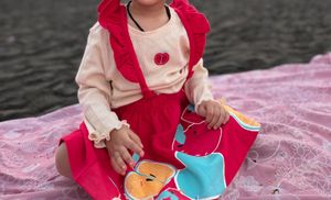 Cute Apple Print Dress for Girls