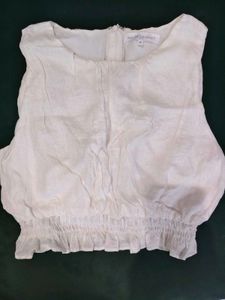 ☁️ChicWhite Cropped Linen Top💋