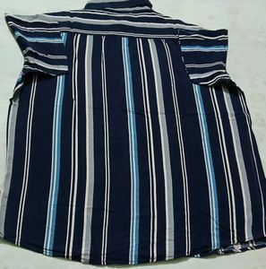 Men's Striped Navy Blue Shirt