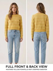 Striped Pointelle Cropped Sweater