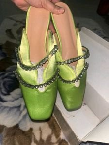 Sparkly Mules - Lime Green