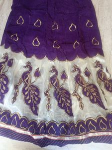 Vintage Purple &amp; Gold Embroidered Skirt