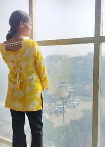 Yellow Floral Kurta Top