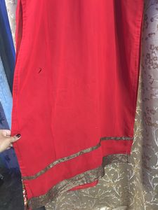 Festive wear red Pakistani suit with chudidar pant