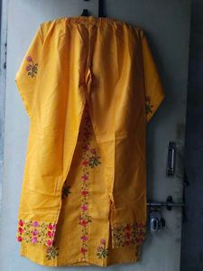 Yellow Embroidered Kurta Set with Pants