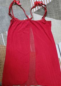 Sheer Red Nightdress with Bows