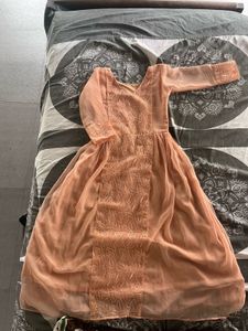 Elegant Peach Embroidered Gown