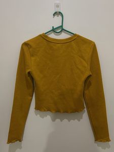 ONLY Mustard Yellow Cropped Long Sleeve Top