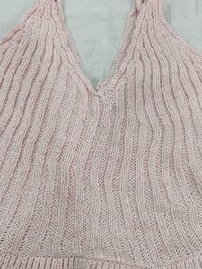Chic Pink Ribbed Knit Camisole Top(wollen)