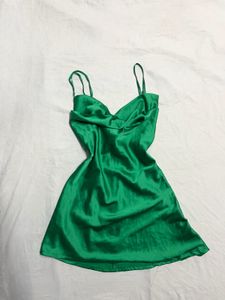 gorgeous green satin dress