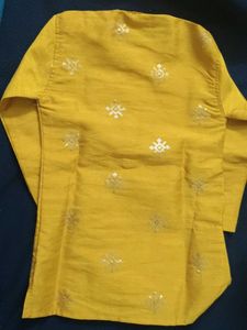 kids's Yellow Kurta Sequin Work without chudidar
