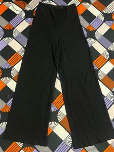 H&M black crinkled wide-leg trousers
