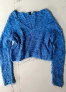 H&M Blue Fuzzy Knit Sweater