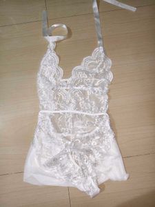Elegant White Lace Teddy