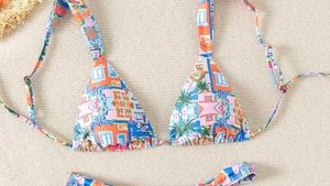 Vibrant House Print Bikini Top